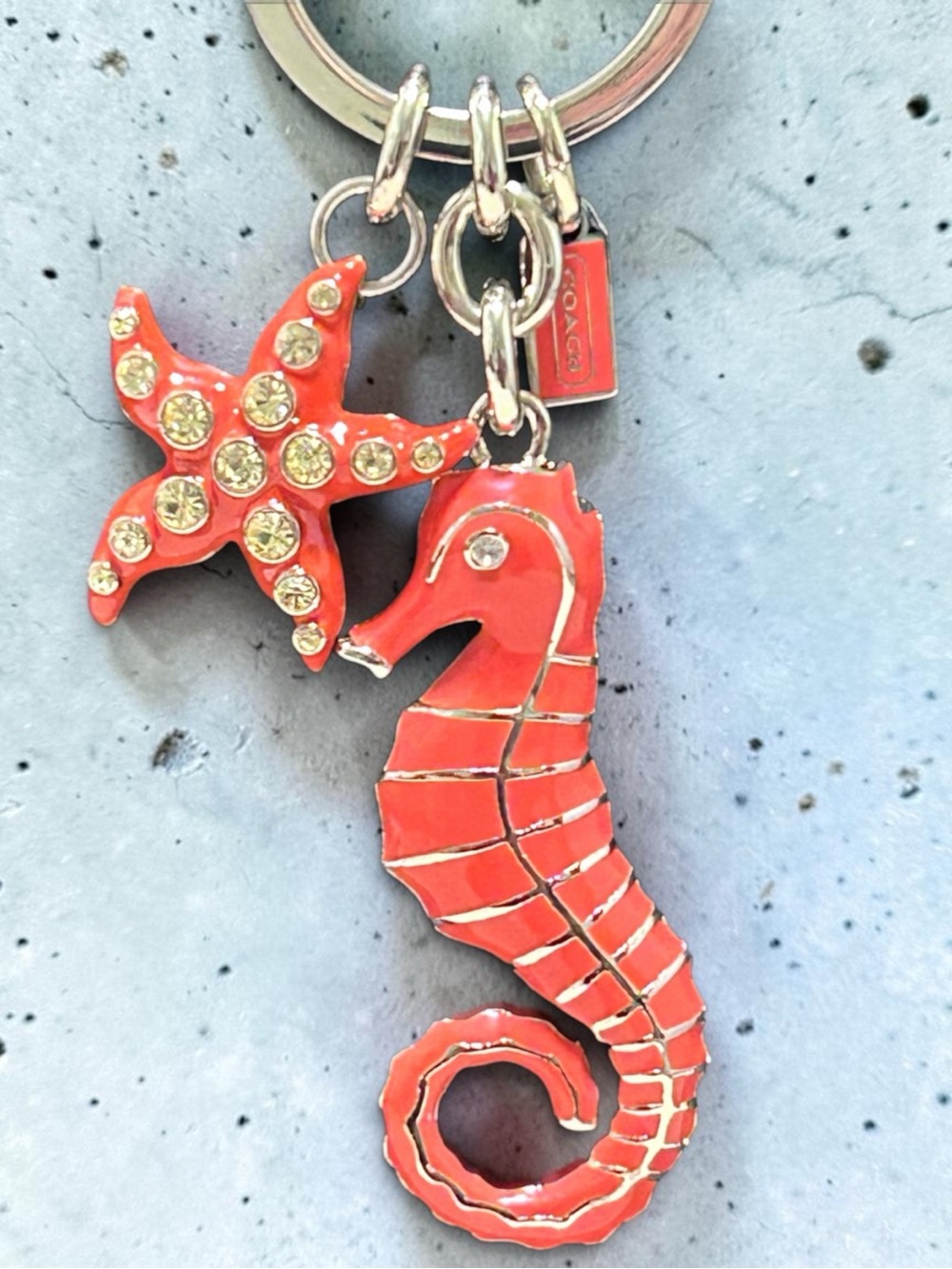 COACH Enameled Seahorse and Starfish Jeweled Bag Charm/ Keyring - Picture 2 of 8
